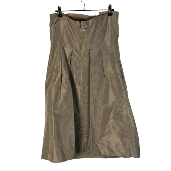 J. Crew Beige Silk A-Line Knee Length Strapless Dress 6 - Picture 2 of 3